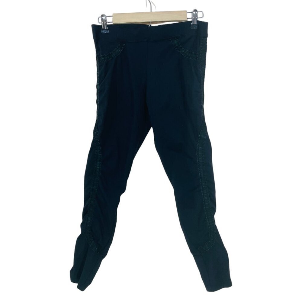 Brazilroxx Women's Size M Leggings Black Thick‎ Stitch Embroidered Stretch